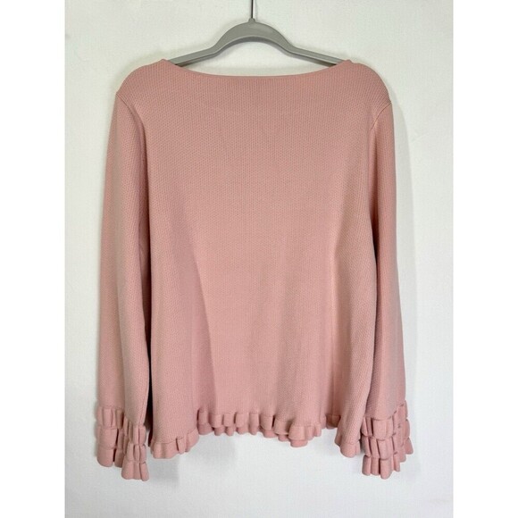 Ann Taylor Ruffle Sleeve Hem Sweater Top Womens 2XL Dusty Rose Pink Stretch NEW - Picture 2 of 7